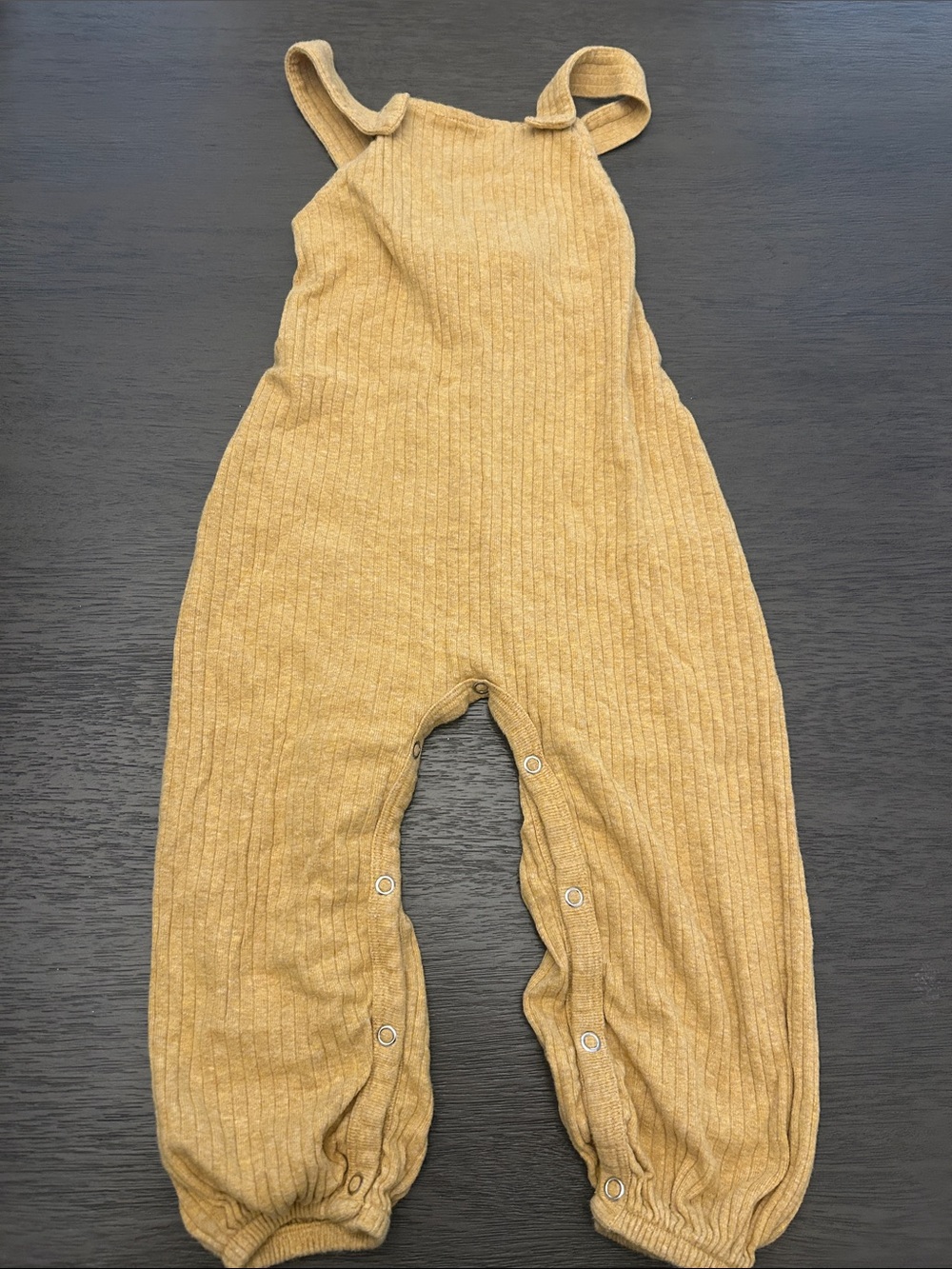 kate quinn Ribbed Mustard Strap Romper Overalls